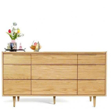 SB589 : Tủ Ngang 09 Ngăn Kéo Màu Vàng Gỗ - Ngang 172cm